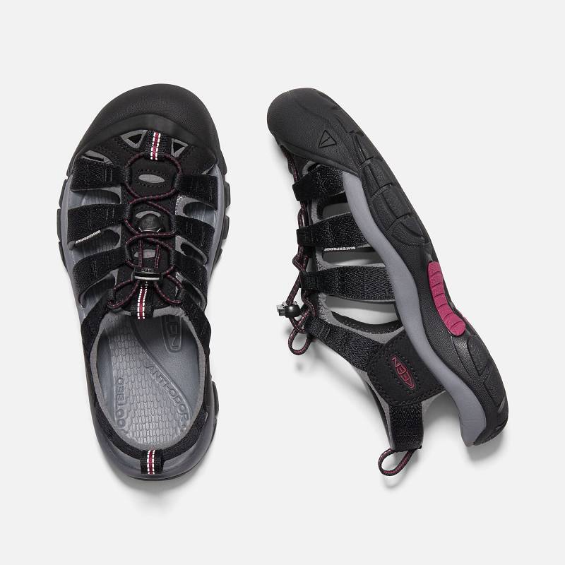 Keen Newport H2 Trekkingsandalen Damen DE-89130 Black/Raspberry Wine - Keen Damenschuhe Schwarz